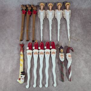 Large Lot 15 Resin Christmas Ornaments Icicle Drop Reindeer Angel Santa Snowman